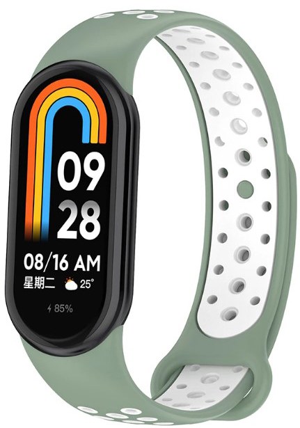 Ремешок для фитнес-браслета BeCover Vents Style for Xiaomi Mi Smart Band 9 Pine Green-White (711988) - Фото 1