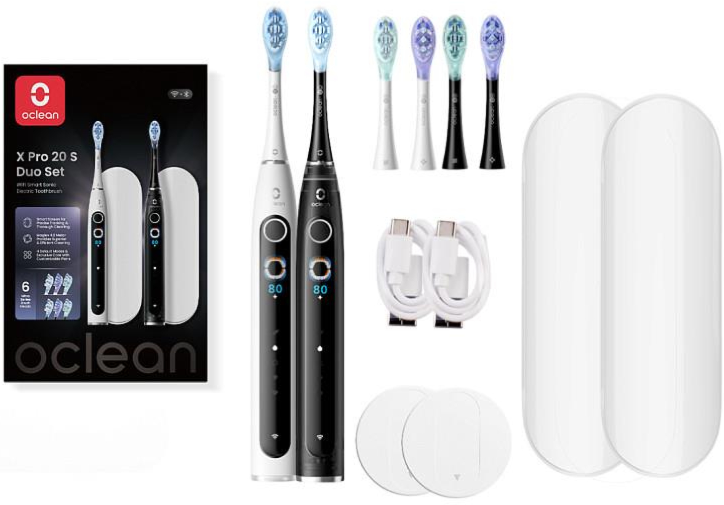 Зубная щетка электрическая Oclean X Pro 20 S Duo Set White+Black (6970810556919) - Фото 1