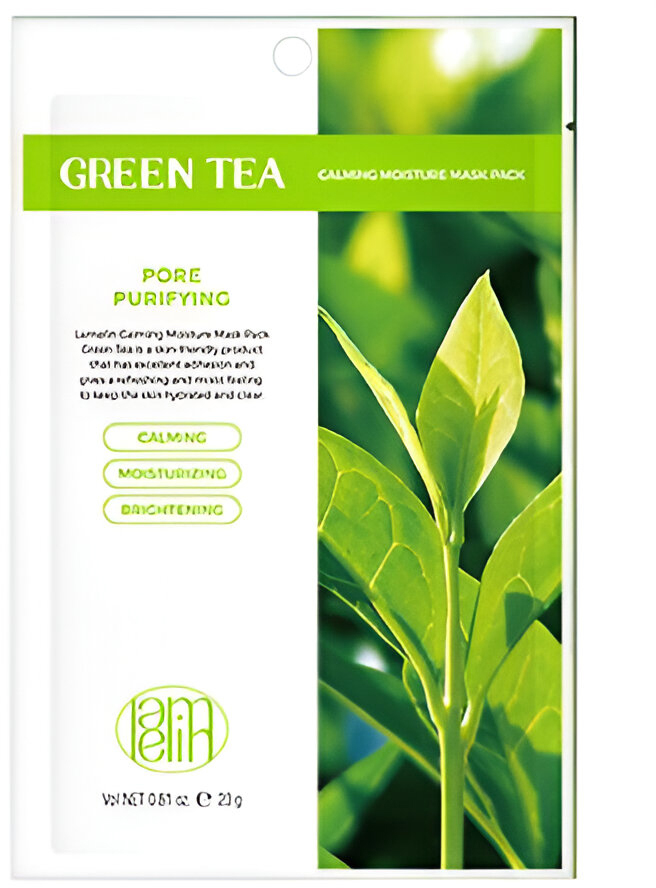 Маска для лица LAMELIN тканевая GREEN TEA 23 гр (8809733214669) - Фото 1