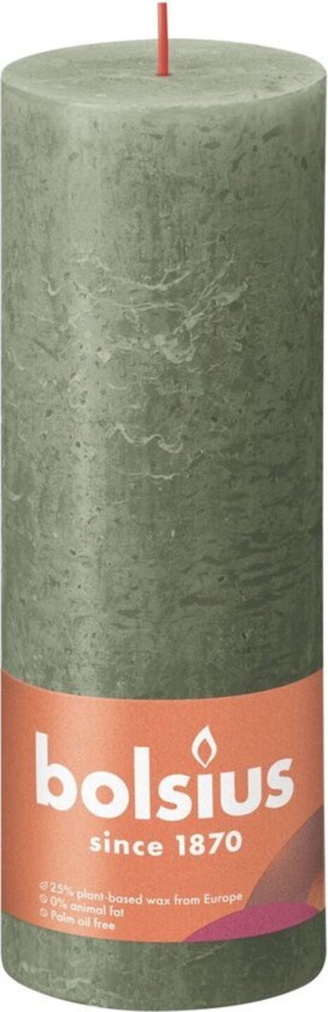 Свічка декоративна Bolsius SHINE 190/68 олива (850370) - Фото 1