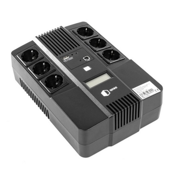 Источник бесперебойного питания QUBE AIO 850, 850VA/480W, LCD, 6 x Schuko, RJ-45, USB (QBAIO850) - Фото 1
