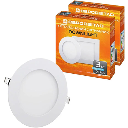 Купити Світлодіодний світильник Євросвітло точковий врізний 3Вт коло LED-R-90-3 4200К 2 шт. (000056826) - Фото 1 Світлодіодний світильник Євросвітло точковий врізний 3Вт коло LED-R-90-3 4200К 2 шт. (000056826) - Фото 1