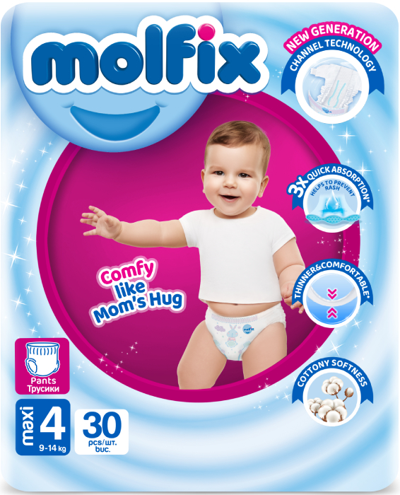 Одноразовые подгузники-трусики Molfix 4 maxi 9-14 кг TWIN 30 шт. (8690536842629) - Фото 1