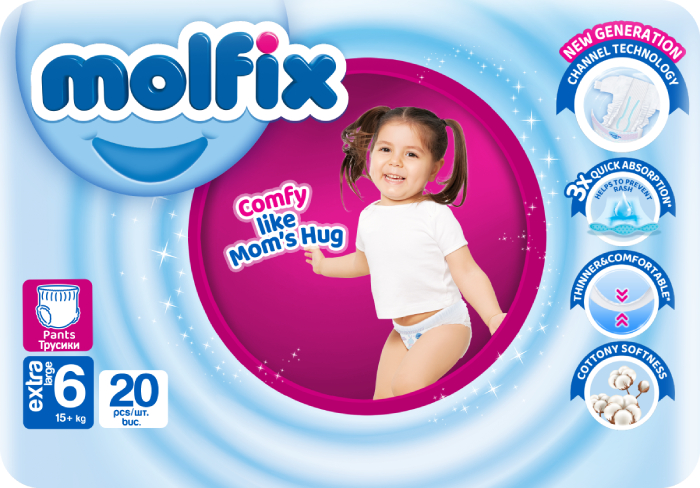 Одноразовые подгузники-трусики Molfix 6 e.large 15+ кг TWIN 20 шт. (8690536842643) - Фото 1