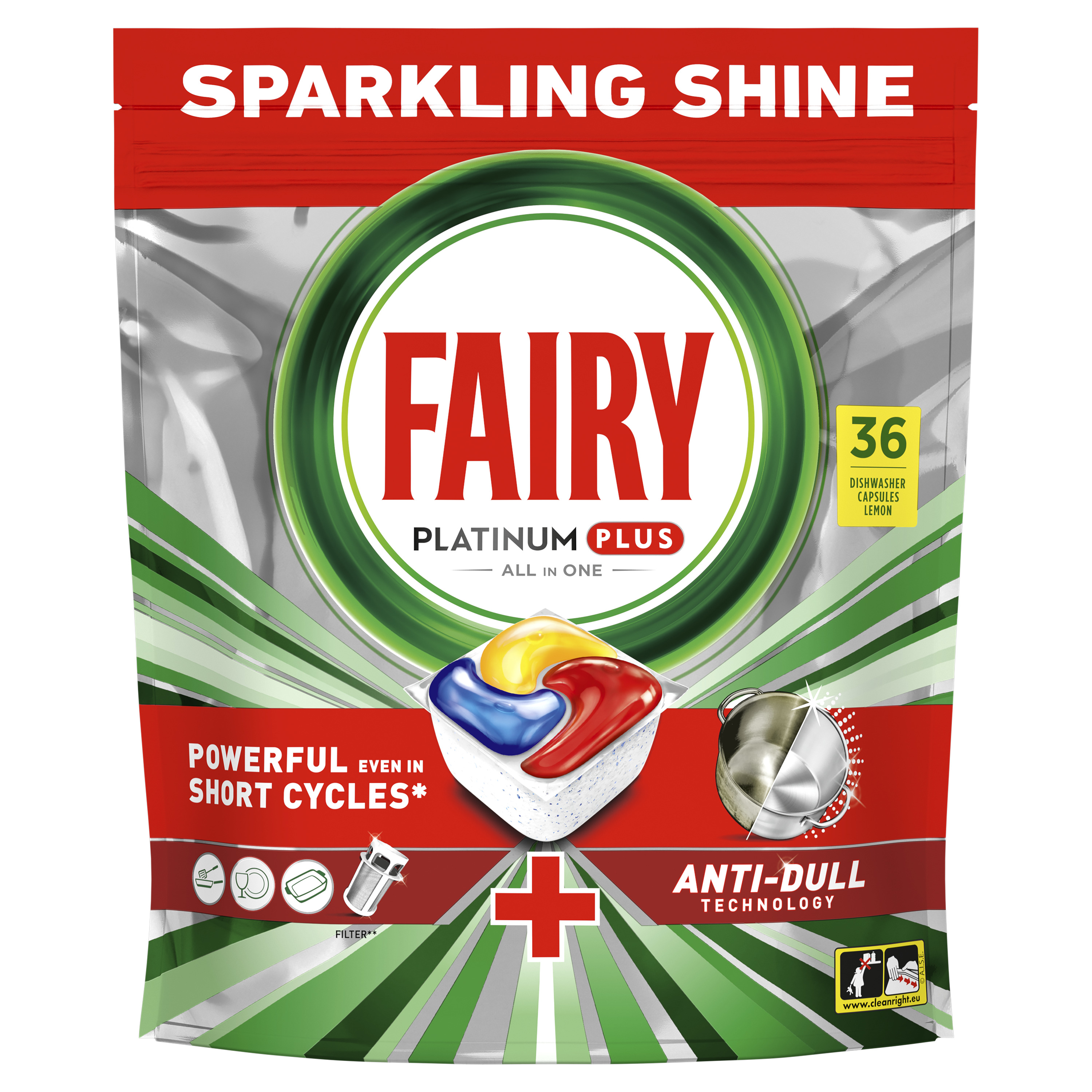 Таблетка для посудомийної машини Fairy Platinum Plus All in one Лимон 36шт - Фото 1