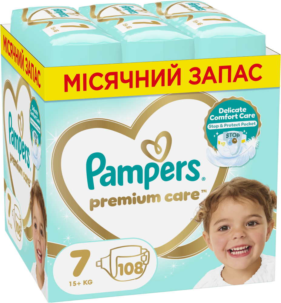 Одноразовые подгузники Pampers Premium Care Размер 7 (15+ кг), 108 шт. (80789189) - Фото 1