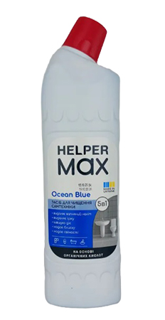 Средство для чистки унитаза Helper Max Голубой океан Ocean Blue 1 л (4820183972996) - Фото 1