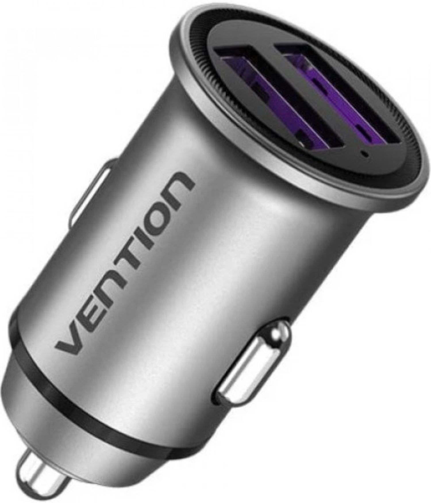 Автомобильное зарядное устройство Vention 2USB-A 30W QC3.0 Gray Mini Style Aluminium Alloy Type (FFEH0) - Фото 1