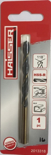 Сверло Haisser 3.5х39х70мм HSS-R ц/х ср. с. Кобальт покр (DIN 338) уп. 1 шт. блистер - Фото 1