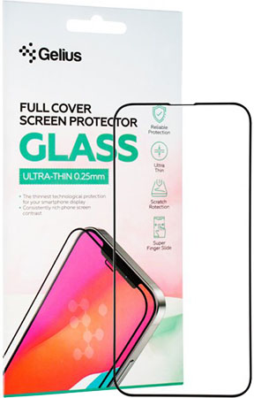 Защитное стекло для смартфона Gelius Full Cover Ultra-Thin 0.25mm for iPhone 13/13 Pro Black (88704) - Фото 1