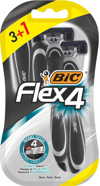 Станок мужской одноразовый BIC Flex 4 3+1 шт. (8880294) - Фото 1