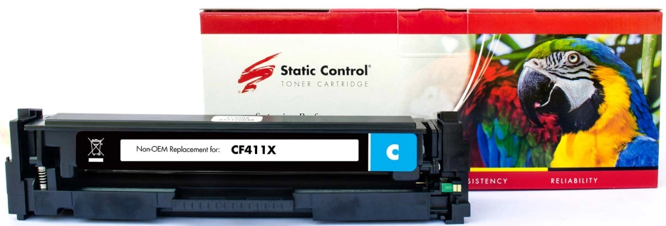 Картридж для лазерных принтеров/МФУ Static Control HP CLJ Pro M377/M452/M477, Canon LBP-650/730 Cyan (1253C002/CF411X) (002-01-LF411X) - Фото 1