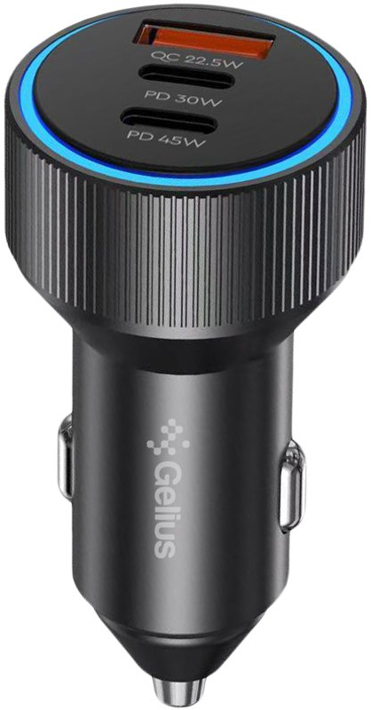 Автомобільний зарядний пристрій Gelius PowerRide GP-CC011 1USB + 2Type-C 60W 45W C1+ 15W A+C2 Black (101283) - Фото 1