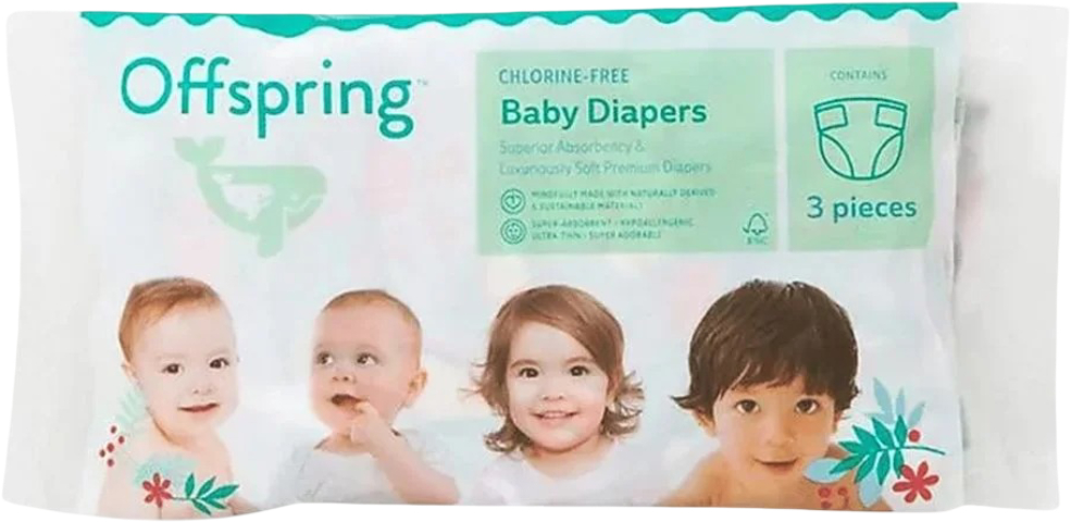 Одноразові підгузки Offspring розмір M, 3 шт, семпл (DP-OI-FTT-M3P) - Фото 1