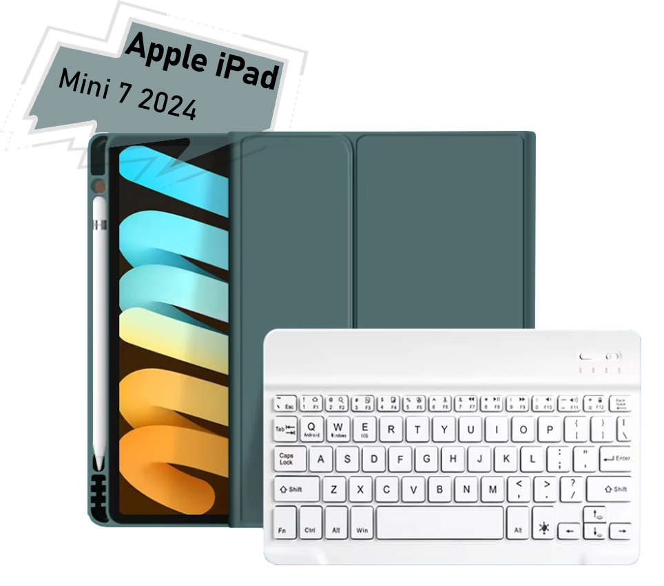 Чехол для планшета BeCover с беспроводной клавиатурой for Apple iPad Mini 7 2024 Dark Green (712993) - Фото 1