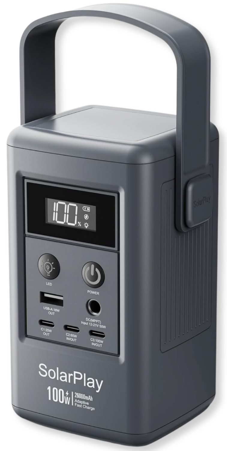 Зарядная станция универсальная SolarPlay Q100 (100W, 92.5Wh, 25000mAh) Grey (714897) - Фото 1