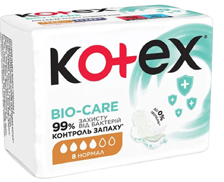 Прокладки гигиенические Kotex Bio-Care Normal 8 шт. (5029053590905) - Фото 1