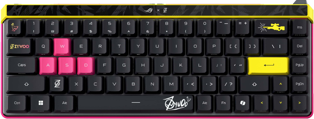 Клавіатура дротова ігрова Asus ROG Falchion Ace HFX 68key HFX Magnetic Switches USB-A EN RGB, ZywOo Ed. (90MP04KE-BKUA20) - Фото 1