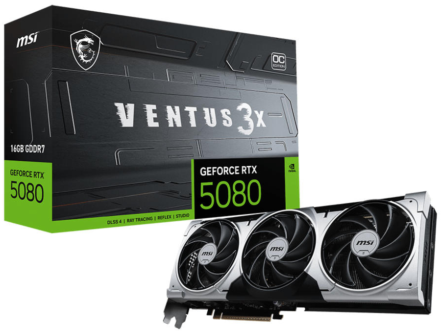 Видеокарта MSI GeForce RTX 5080 16GB GDDR7 VENTUS 3X OC PLUS - Фото 1