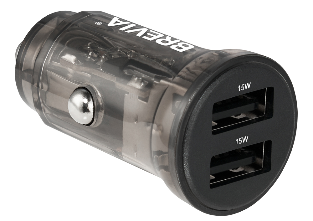 Купити Автомобільний зарядний пристрій Brevia ePower DualDrive 15W 2xUSB-A, transparent black (47015DUB) - Фото 1 Автомобільний зарядний пристрій Brevia ePower DualDrive 15W 2xUSB-A, transparent black (47015DUB) - Фото 1