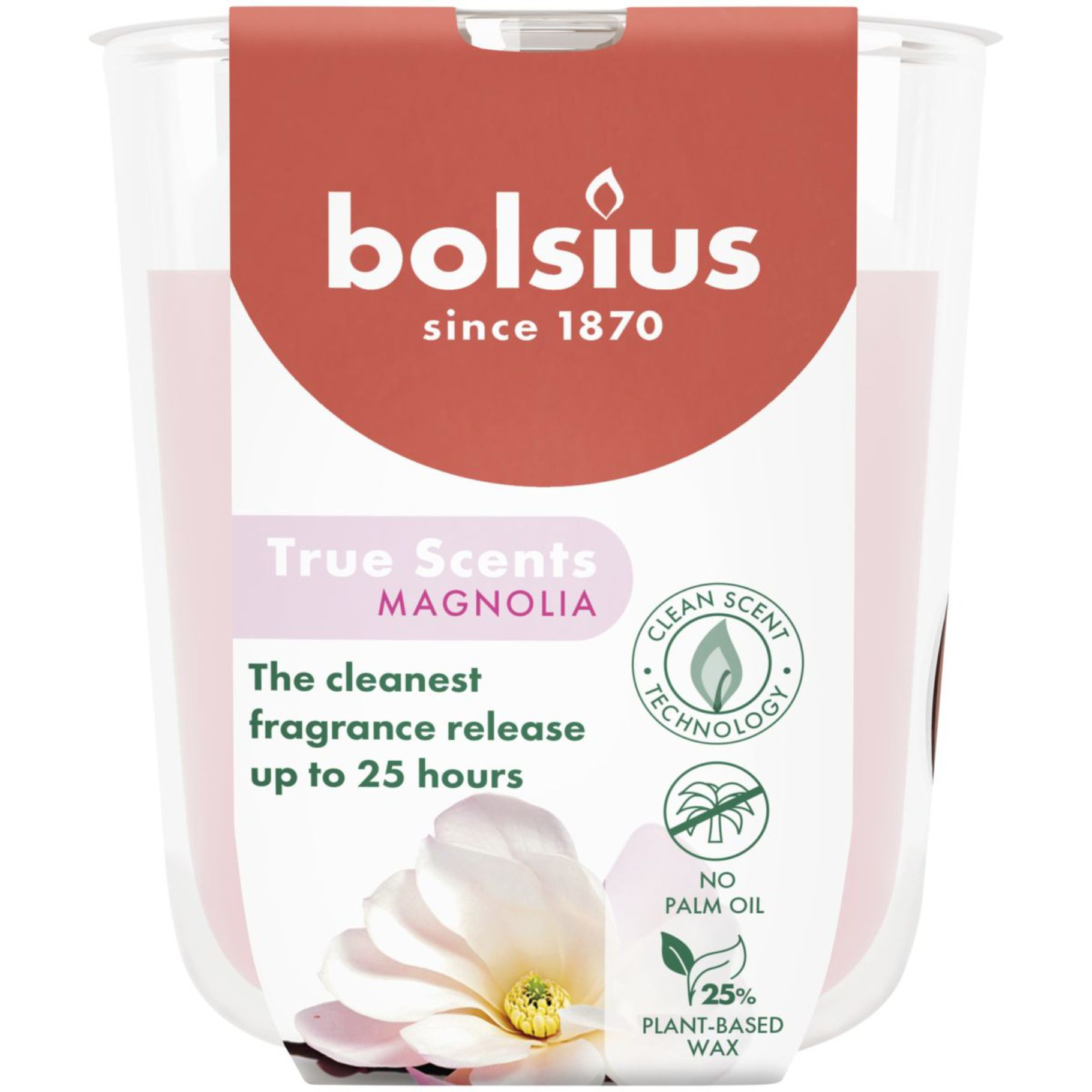 Свічка скло Bolsius TRUE SCENTS 80/73 Магнолія (930304) - Фото 1
