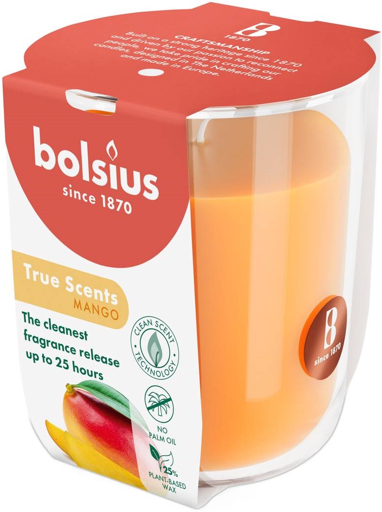 Свічка скло Bolsius TRUE SCENTS 80/73 Манго (930310) - Фото 1