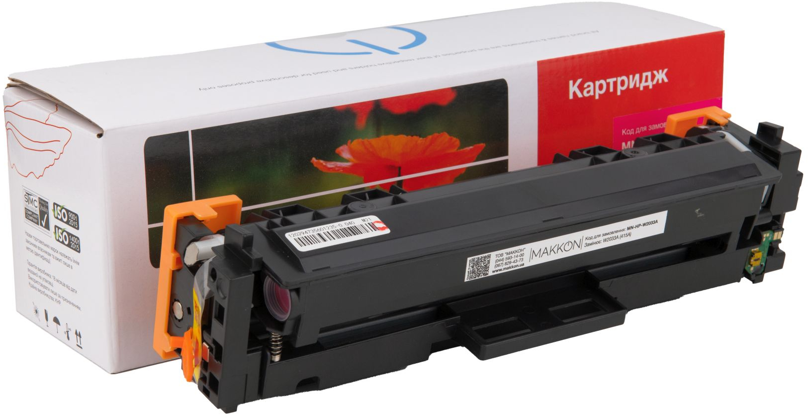 Картридж для лазерных принтеров/МФУ Makkon совместимый аналог HP W2033A (415A) magenta (MN-HP-W2033A) - Фото 1