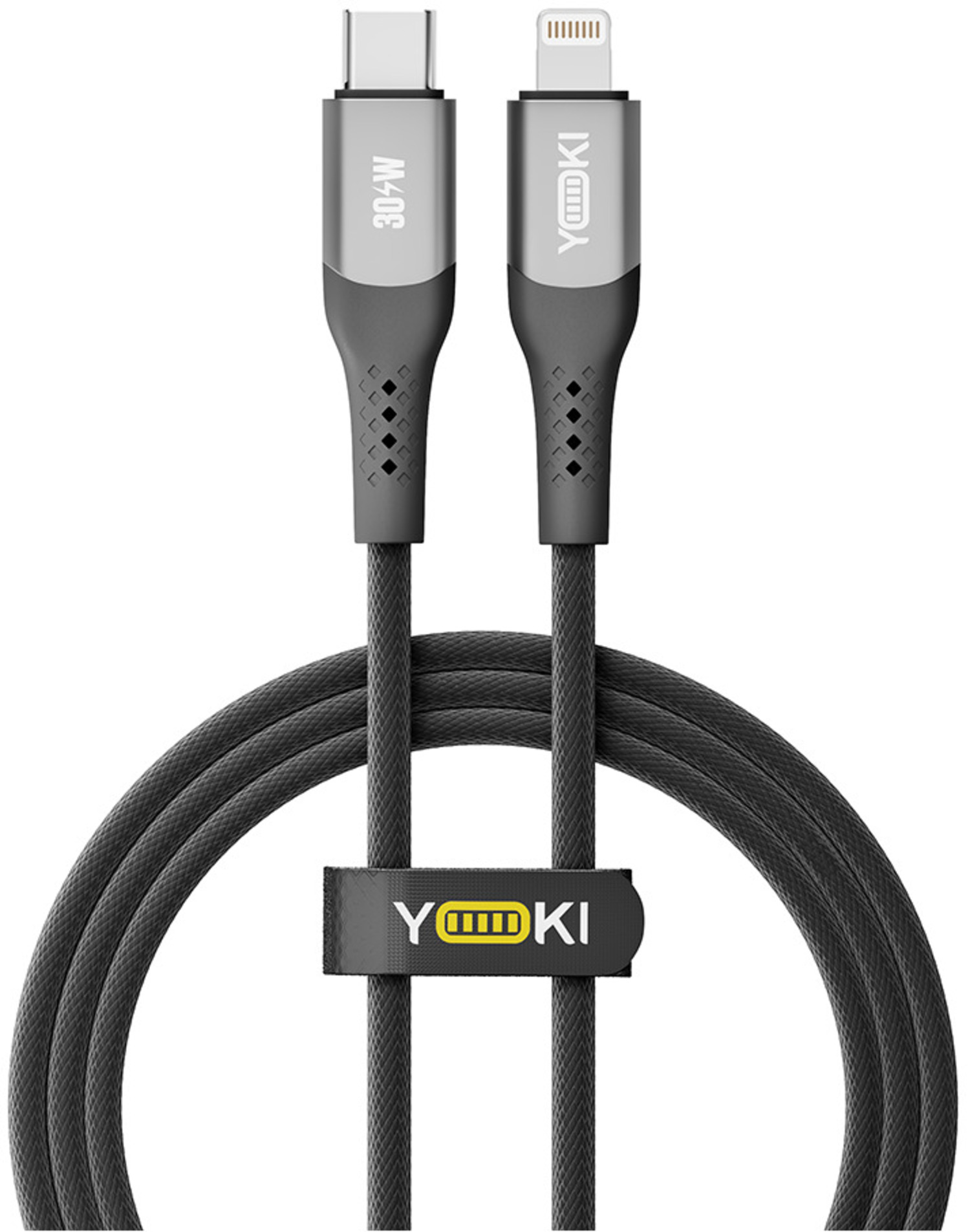 Кабель синхронизации данных YOKI SOLID Type-C to Lightning 30W 1.2m Black (YK-SO15) - Фото 1