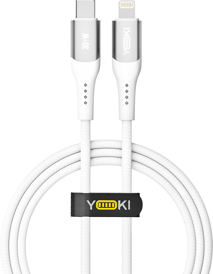 Кабель синхронизации данных YOKI SOLID Type-C to Lightning 30W 1.2m White (YK-SO15) - Фото 1