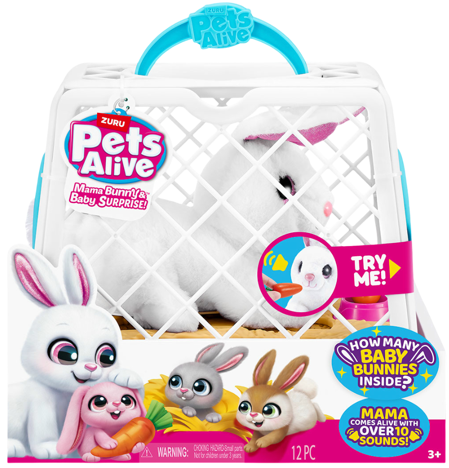 Интерактивная игрушка мягкая Pets & Robo Alive серии Mama & Baby Surprise S1 – МАМА КРОЛЬЧИХА С СЮРПРИЗОМ (9554) - Фото 1