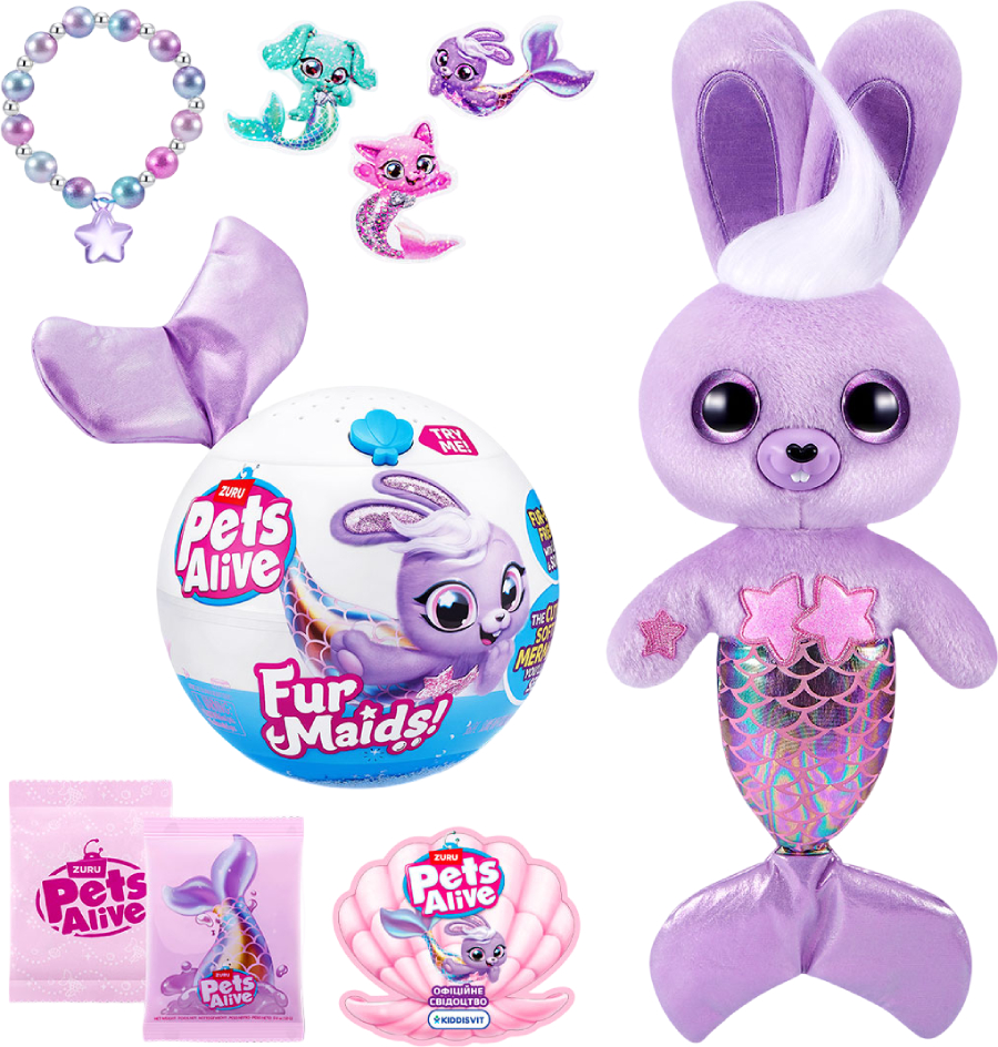 Интерактивная игрушка мягкая Pets & Robo Alive серии Furmaids S1 – КРОЛИК СТАРЛЕТ (9555B) - Фото 1