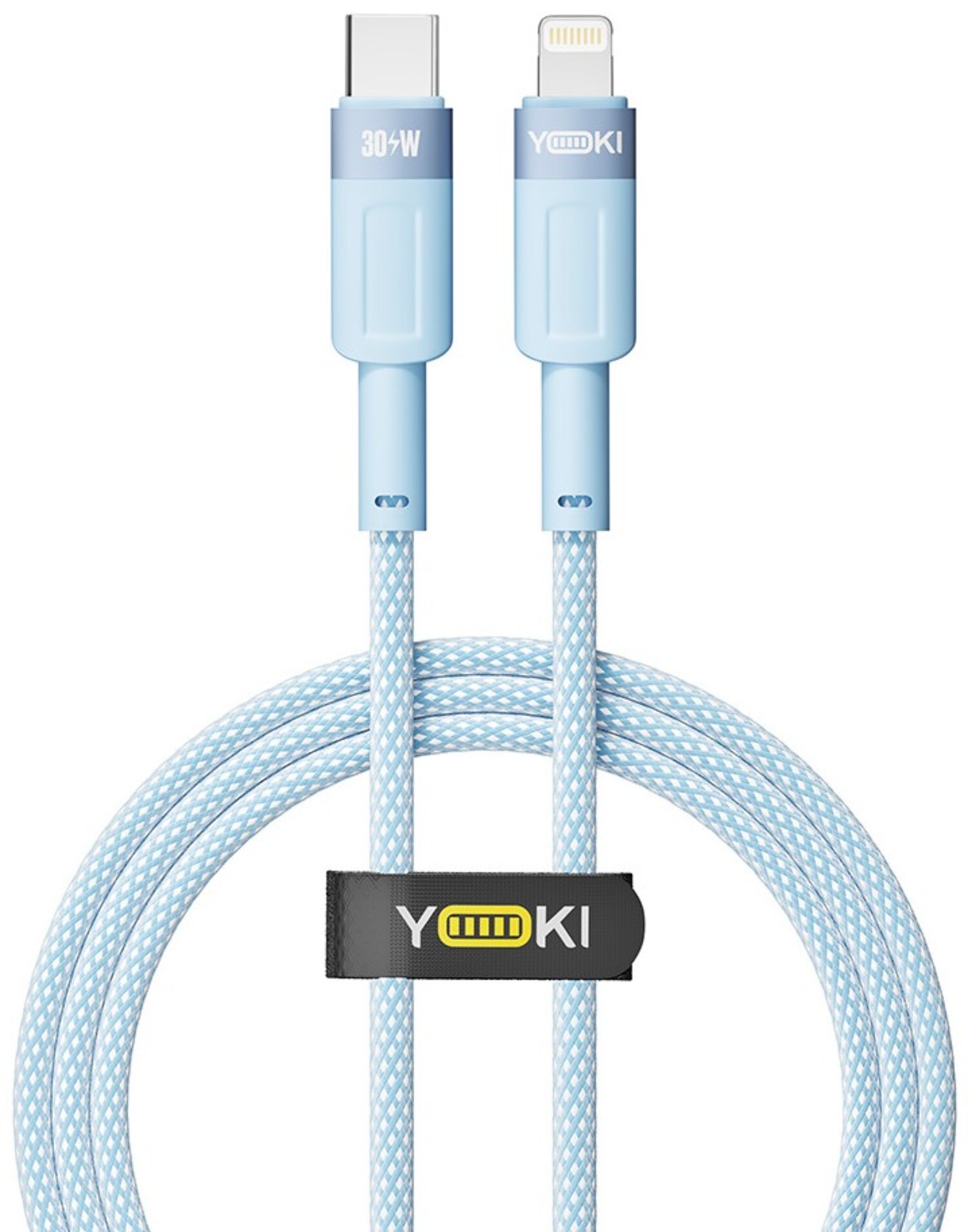 Кабель синхронизации данных YOKI STYLE Type-C to Lightning 30W 1.2m Blue (YK-ST41) - Фото 1