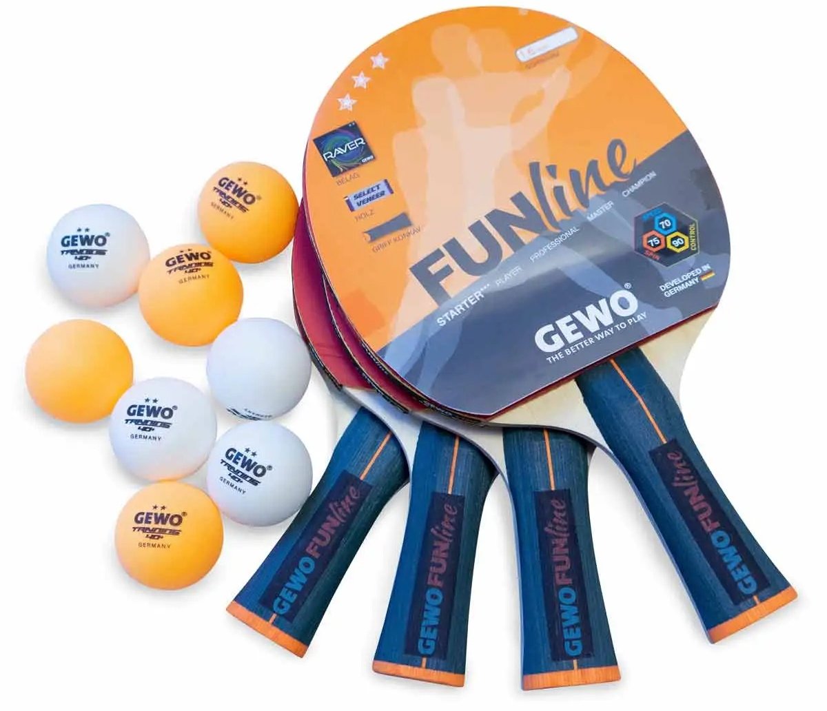 Набор для настольного тенниса Gewo Family & Friends 4 Bats 8 Balls (97010000) - Фото 1