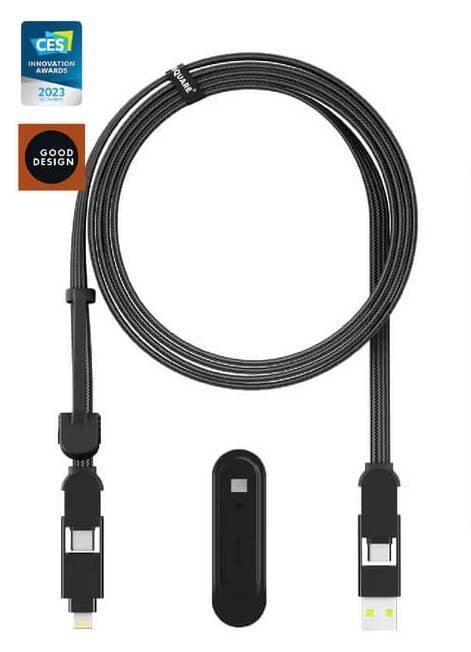 Кабель синхронізації даних Rolling Square 6in1, inCharge XL 3 м Black (XLL01R) - Фото 1