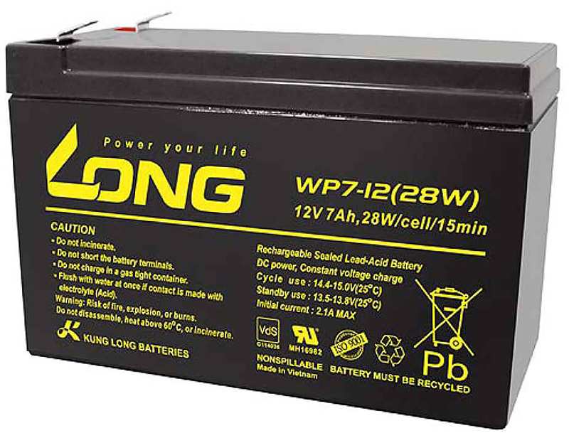 Аккумулятор для ИБП Long 12V 7.2 Ah (WP7.2-12(28W)) - Фото 1