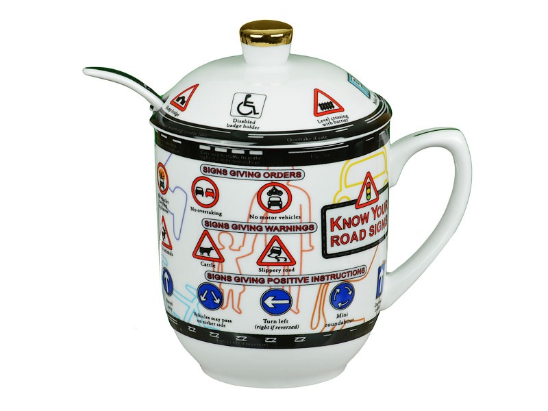 Чашка Lefard Дорожні знаки із ложкою 300 мл (985-039) - Фото 1