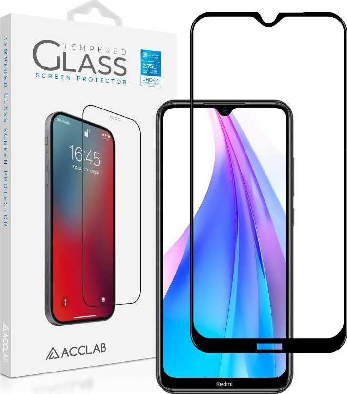 Защитное стекло для смартфона ACCLAB Full Glue for Xiaomi Redmi Note 9 Black (1283126508783) - Фото 1