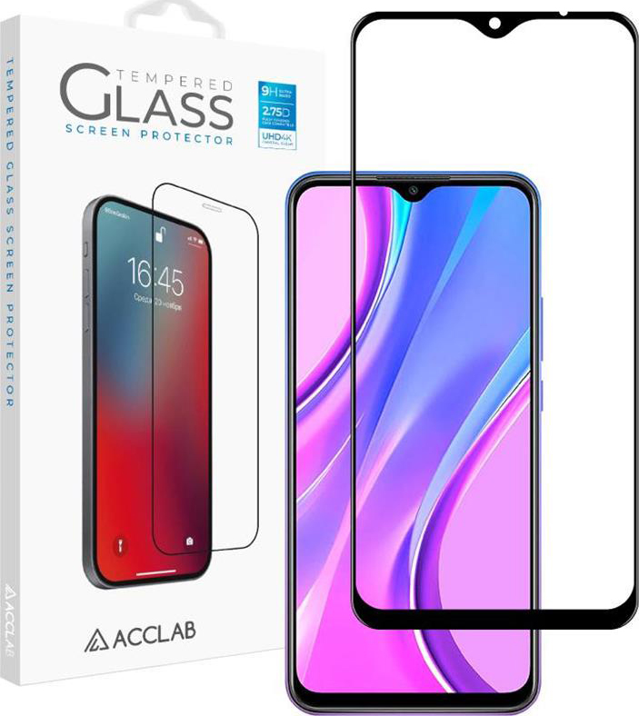 Защитное стекло для смартфона ACCLAB Full Glue for Xiaomi Redmi 9 Black (1283126508813) - Фото 1