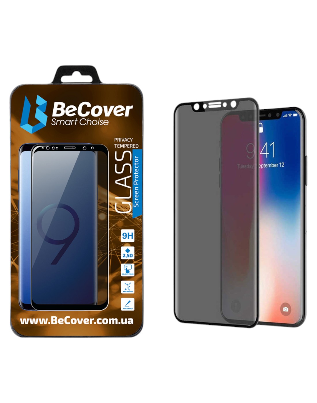 Защитное стекло для смартфона BeCover Anti-spying for Samsung Galaxy M10 SM-M105 Black (703918) - Фото 1