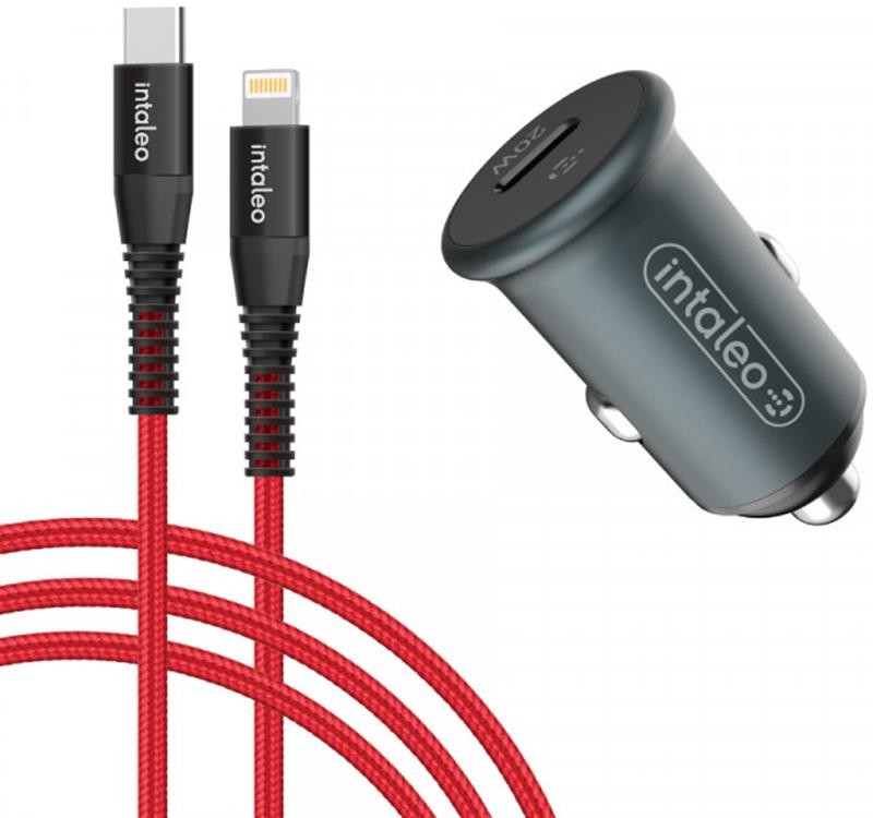 Автомобильное зарядное устройство Intaleo CCGQPD120L (USB, 3A) Grey + кабель Lightning (1283126509964) - Фото 1