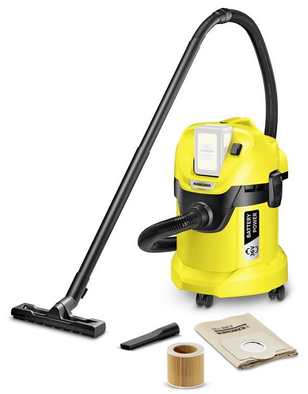 Уценка - Пылесос для сухой уборки с мешком Karcher WD 3 Battery + мешки, 36В (9.611-730.0) - Фото 1