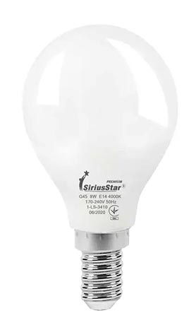 Лампочка светодиодная SiriusStar 3410 G45 8W-4000K-E14 - Фото 1