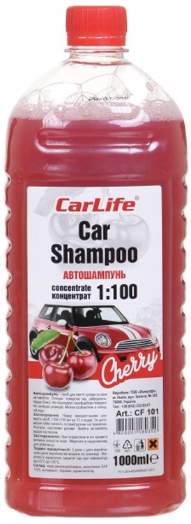 Шампунь для авто CarLife концентрат 1:100 Cherry Car Shampoo CONCENTRATE 1 л (CF101) - Фото 1