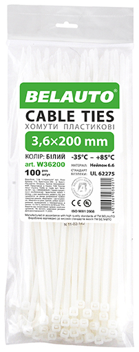 Набір хомутів BelAuto 3,6x200 (W36200) - Фото 1