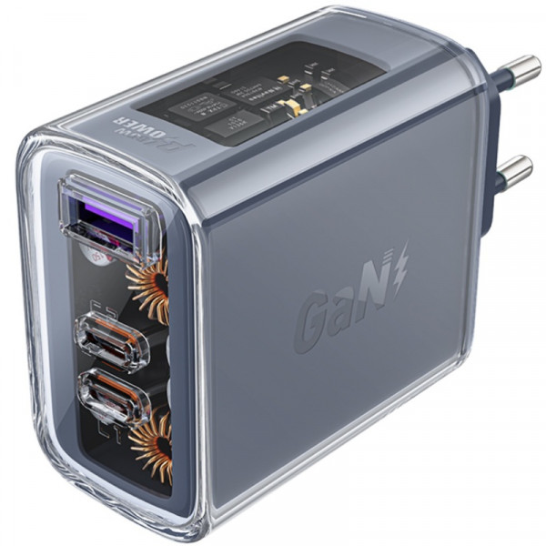 Сетевое зарядное устройство AceFast 3xUSB 65W (2xUSB-C+USB-A) Gan A45 Fast Charger Mountain mist (6974316282099) - Фото 1
