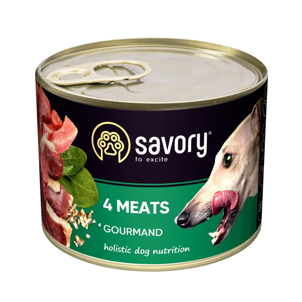 Паштет для собак Savory Dog Gourmand 4 meats для дорослих з чотирма видами м’яса 200 г (4820232630389)