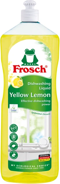 Засіб для ручного миття посуду Frosch Жовтий Лимон 1 л (4009175965929)
