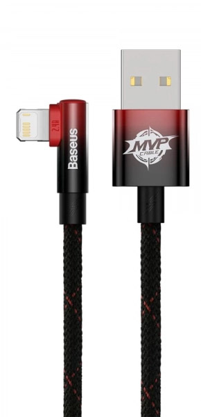 Кабель синхронизации данных Baseus MVP 2 Elbow-shaped USB to Lightning 2.4A 2 m Black/Red (CAVP000120) - Фото 1