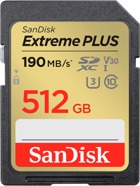 Карта памяти SanDisk Extreme Plus 512GB SDXC Memory Card + 2 years Rescue Pro Deluxe (SDSDXWV-512G-GNCIN) - Фото 1
