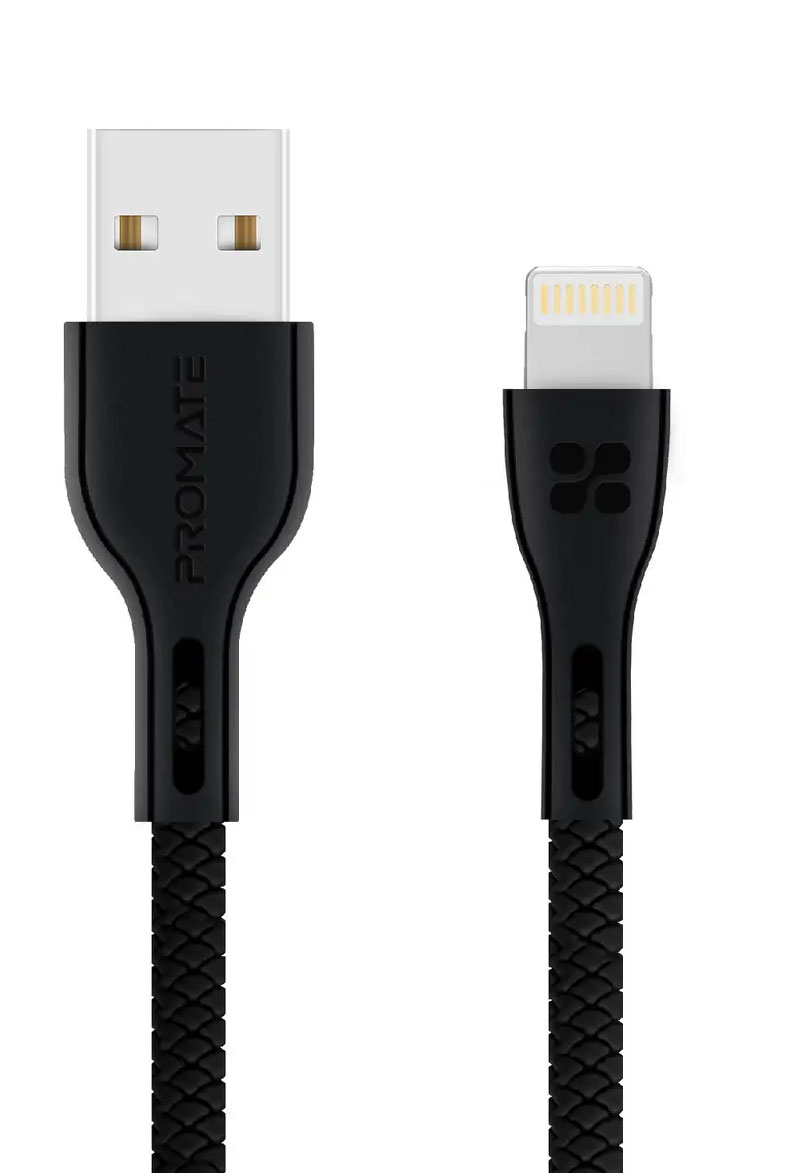 Кабель синхронизации данных Promate Lightning-USB Powerbeam-i Black - Фото 1